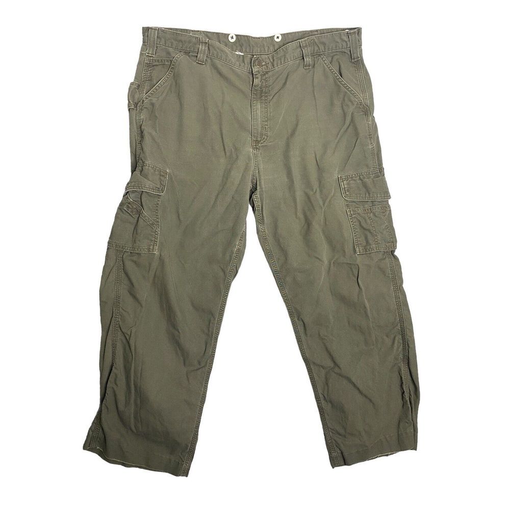 Carhartt Mens Cargo Pants in‎ Army Green Side Pockets Outdoor Hiking Size 42